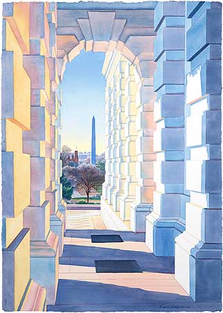 Flag at The Capitol 22" x 30" Watercolor