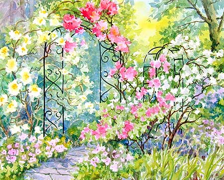 Rose Garden 14" x 21" Watercolor