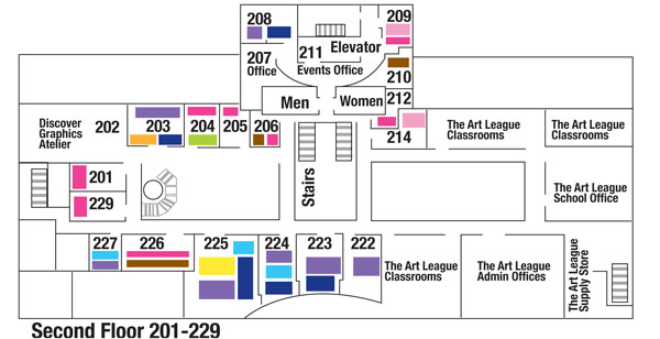 Click a studio on Floor 2 to see who's there